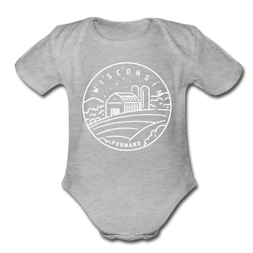 Wisconsin Baby Bodysuit - Organic State Design Wisconsin Baby Bodysuit - heather gray
