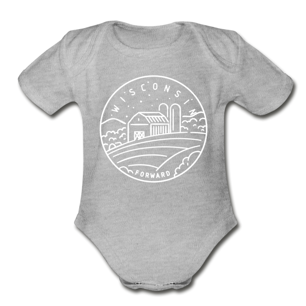 Wisconsin Baby Bodysuit - Organic State Design Wisconsin Baby Bodysuit - heather gray