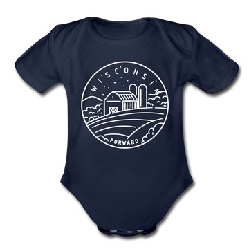 Wisconsin Baby Bodysuit - Organic State Design Wisconsin Baby Bodysuit - dark navy