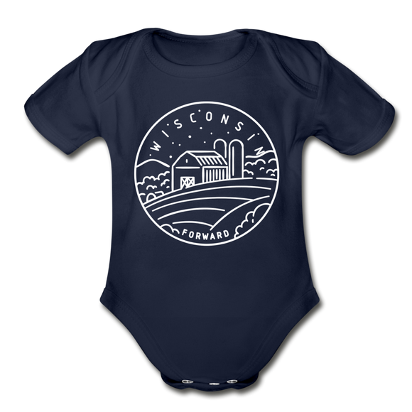 Wisconsin Baby Bodysuit - Organic State Design Wisconsin Baby Bodysuit - dark navy