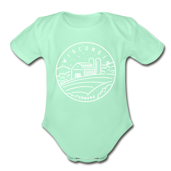 Wisconsin Baby Bodysuit - Organic State Design Wisconsin Baby Bodysuit - light mint