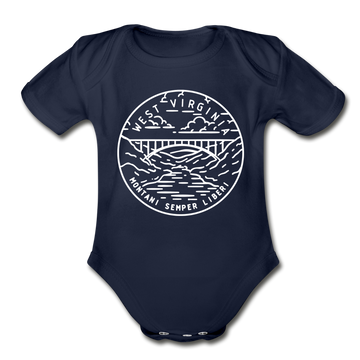 West Virginia Baby Bodysuit - Organic State Design West Virginia Baby Bodysuit - dark navy