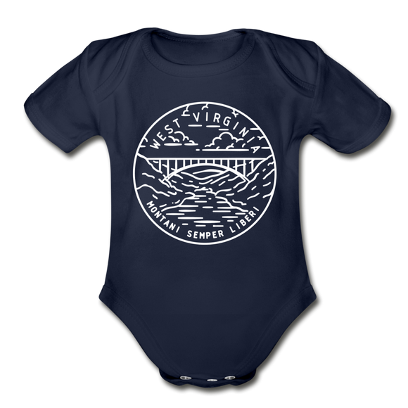 West Virginia Baby Bodysuit - Organic State Design West Virginia Baby Bodysuit - dark navy
