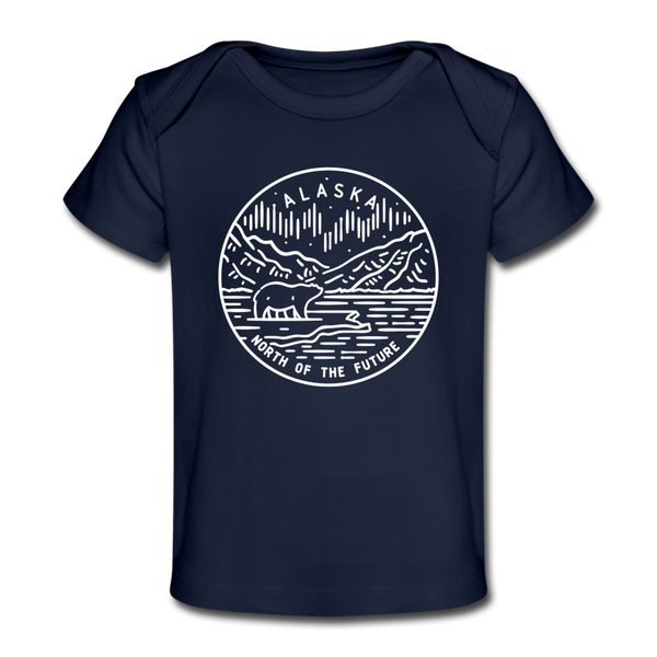 Alaska Baby T-Shirt - Organic State Design Alaska Infant T-Shirt - dark navy