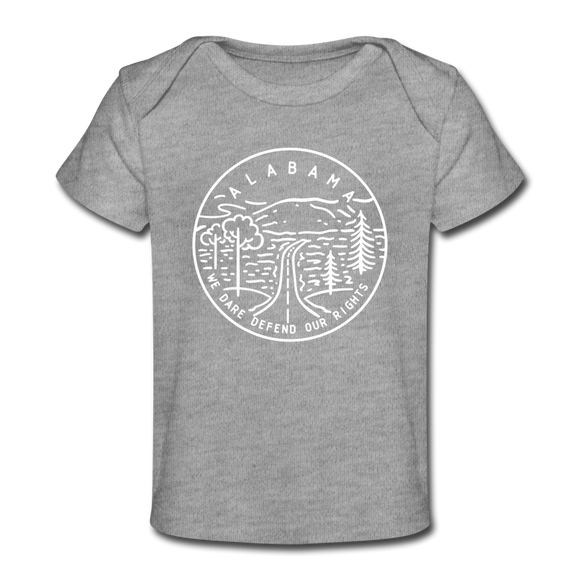 Alabama Baby T-Shirt - Organic State Design Alabama Infant T-Shirt - heather gray