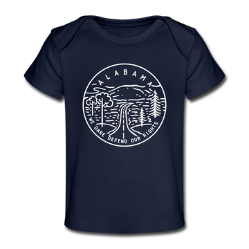 Alabama Baby T-Shirt - Organic State Design Alabama Infant T-Shirt - dark navy