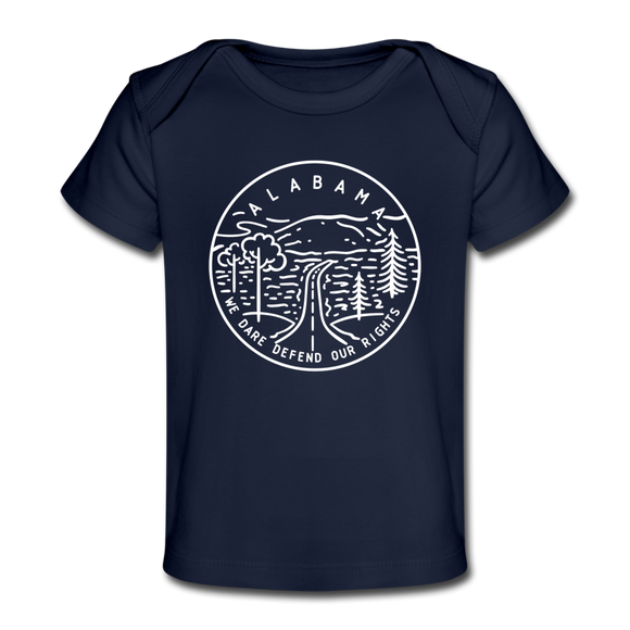 Alabama Baby T-Shirt - Organic State Design Alabama Infant T-Shirt - dark navy