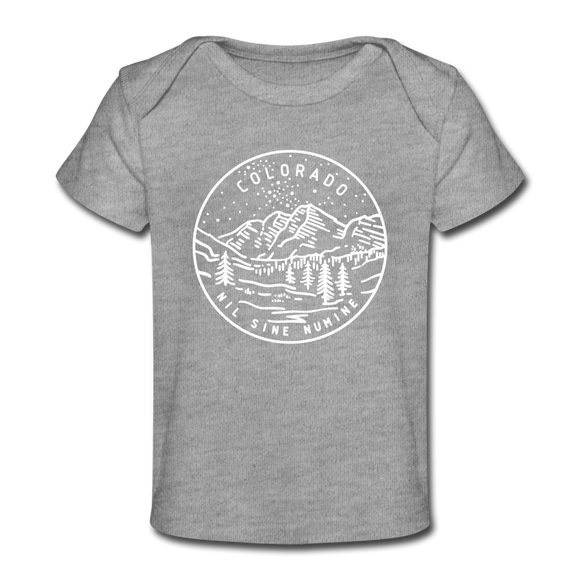 Colorado Baby T-Shirt - Organic State Design Colorado Infant T-Shirt - heather gray