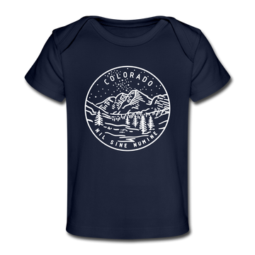 Colorado Baby T-Shirt - Organic State Design Colorado Infant T-Shirt - dark navy