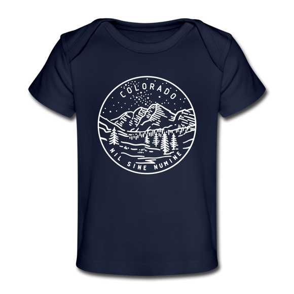 Colorado Baby T-Shirt - Organic State Design Colorado Infant T-Shirt - dark navy