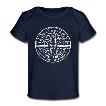 Delaware Baby T-Shirt - Organic State Design Delaware Infant T-Shirt - dark navy
