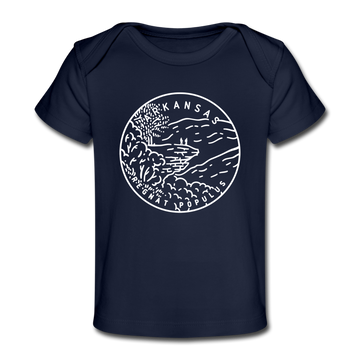 Arkansas Baby T-Shirt - Organic State Design Arkansas Infant T-Shirt - dark navy