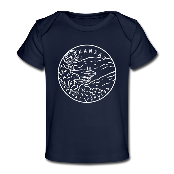 Arkansas Baby T-Shirt - Organic State Design Arkansas Infant T-Shirt - dark navy