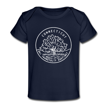 Connecticut Baby T-Shirt - Organic State Design Connecticut Infant T-Shirt - dark navy