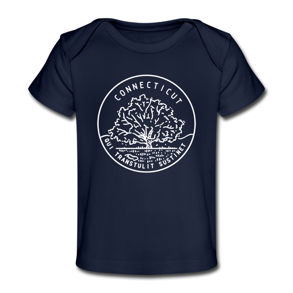 Connecticut Baby T-Shirt - Organic State Design Connecticut Infant T-Shirt - dark navy