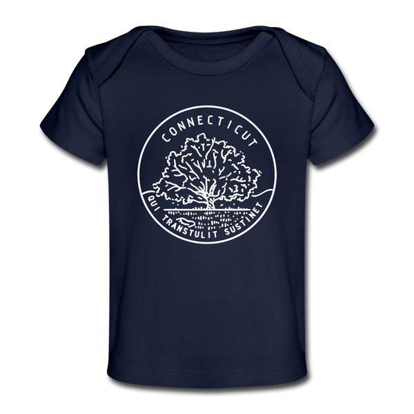 Connecticut Baby T-Shirt - Organic State Design Connecticut Infant T-Shirt - dark navy