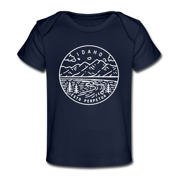 Idaho Baby T-Shirt - Organic State Design Idaho Infant T-Shirt - dark navy
