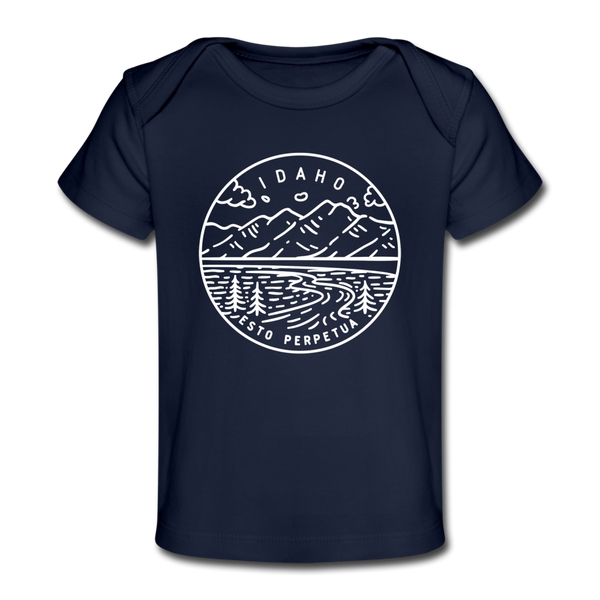 Idaho Baby T-Shirt - Organic State Design Idaho Infant T-Shirt - dark navy