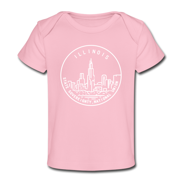 Illinois Baby T-Shirt - Organic State Design Illinois Infant T-Shirt - light pink