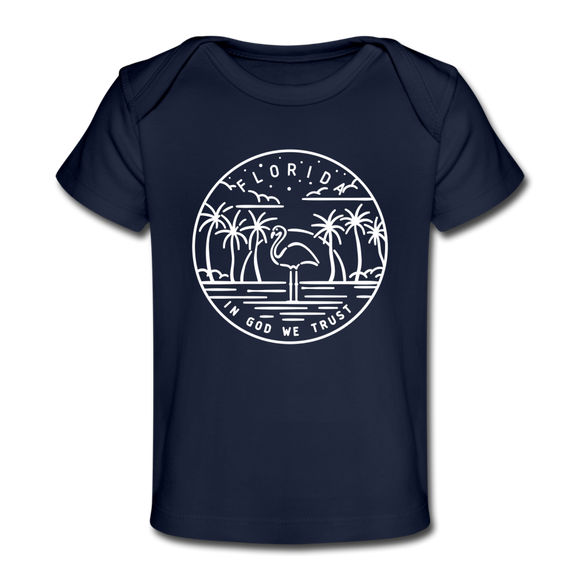 Florida Baby T-Shirt - Organic State Design Florida Infant T-Shirt - dark navy