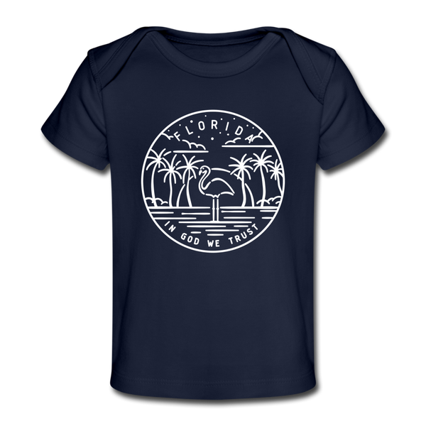 Florida Baby T-Shirt - Organic State Design Florida Infant T-Shirt - dark navy