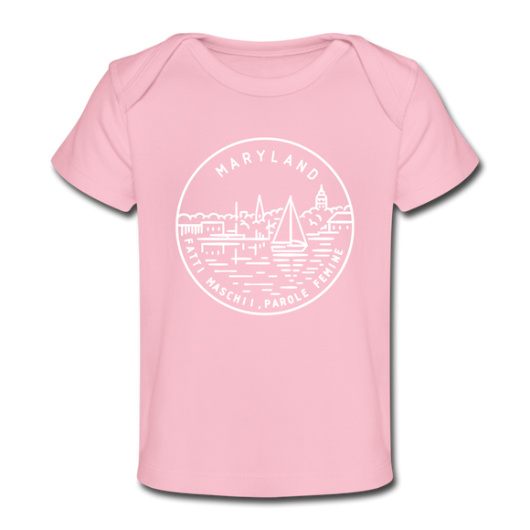 Maryland Baby T-Shirt - Organic State Design Maryland Infant T-Shirt - light pink