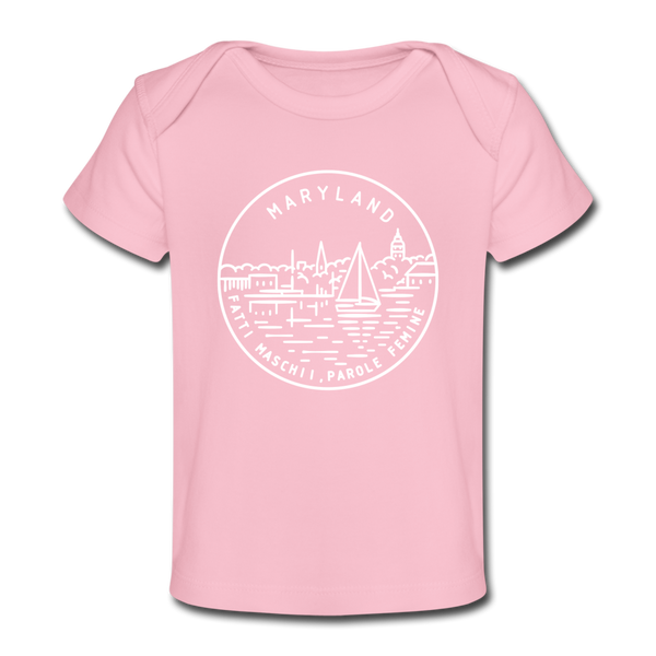 Maryland Baby T-Shirt - Organic State Design Maryland Infant T-Shirt - light pink