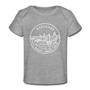 Maryland Baby T-Shirt - Organic State Design Maryland Infant T-Shirt - heather gray