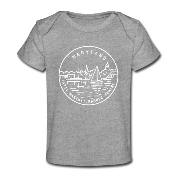Maryland Baby T-Shirt - Organic State Design Maryland Infant T-Shirt - heather gray