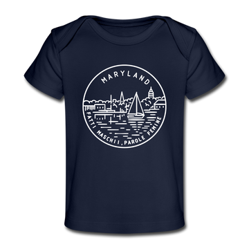 Maryland Baby T-Shirt - Organic State Design Maryland Infant T-Shirt - dark navy