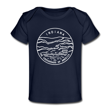 Indiana Baby T-Shirt - Organic State Design Indiana Infant T-Shirt - dark navy