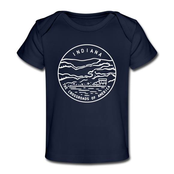 Indiana Baby T-Shirt - Organic State Design Indiana Infant T-Shirt - dark navy