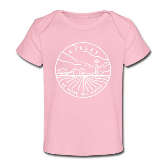 Kansas Baby T-Shirt - Organic State Design Kansas Infant T-Shirt - light pink