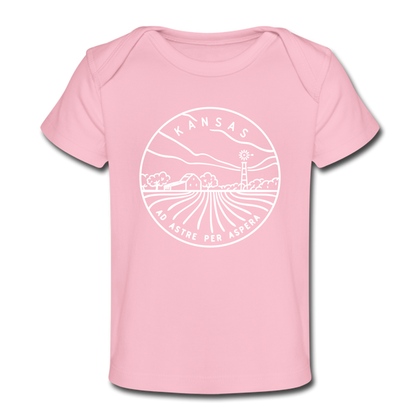 Kansas Baby T-Shirt - Organic State Design Kansas Infant T-Shirt - light pink