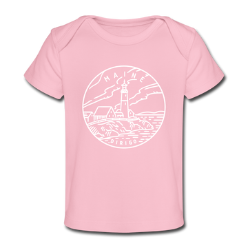 Maine Baby T-Shirt - Organic State Design Maine Infant T-Shirt - light pink