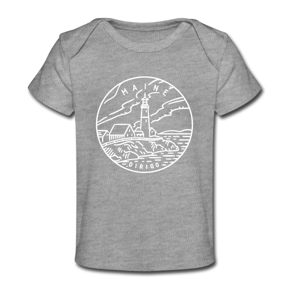 Maine Baby T-Shirt - Organic State Design Maine Infant T-Shirt - heather gray