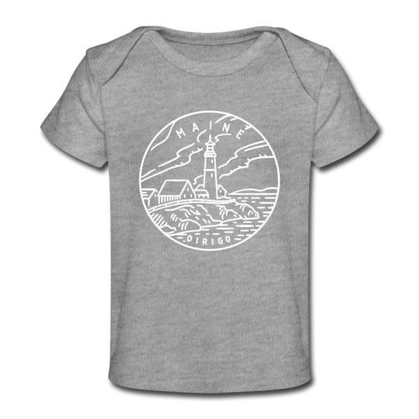 Maine Baby T-Shirt - Organic State Design Maine Infant T-Shirt - heather gray