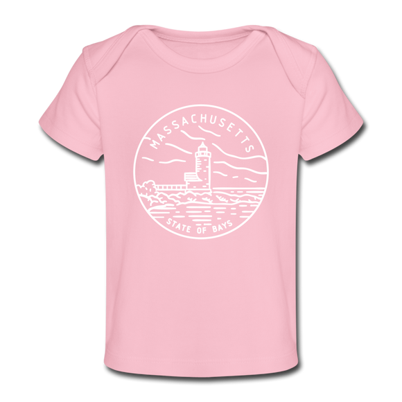 Massachusetts Baby T-Shirt - Organic State Design Massachusetts Infant T-Shirt - light pink