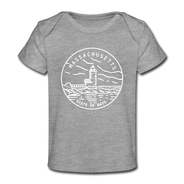 Massachusetts Baby T-Shirt - Organic State Design Massachusetts Infant T-Shirt - heather gray