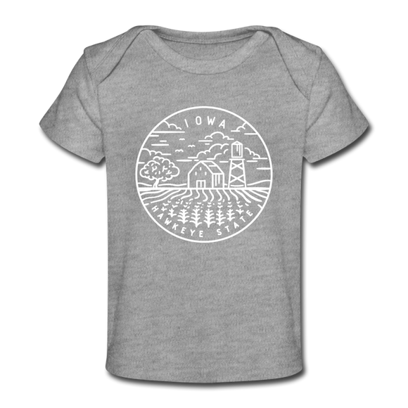 Iowa Baby T-Shirt - Organic State Design Iowa Infant T-Shirt - heather gray