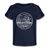 Iowa Baby T-Shirt - Organic State Design Iowa Infant T-Shirt - dark navy
