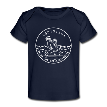 Louisiana Baby T-Shirt - Organic State Design Louisiana Infant T-Shirt - dark navy
