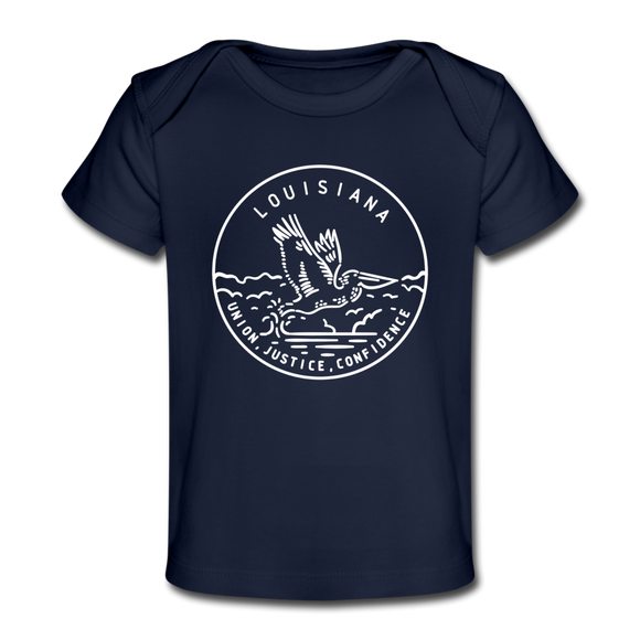 Louisiana Baby T-Shirt - Organic State Design Louisiana Infant T-Shirt - dark navy