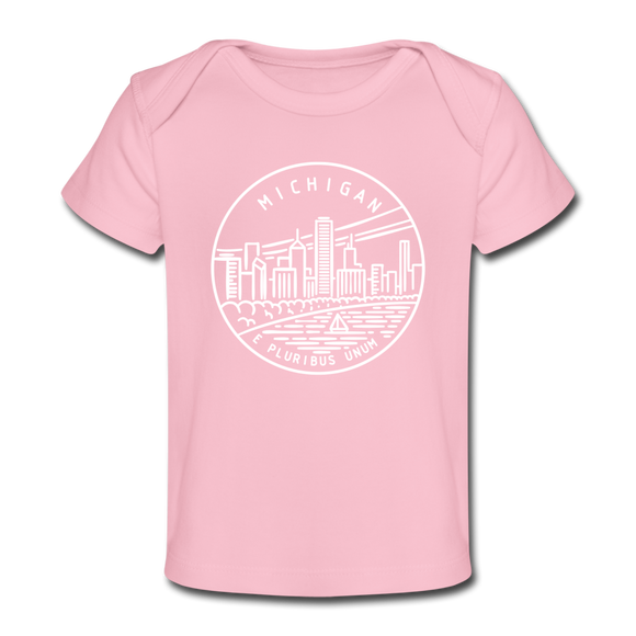Michigan Baby T-Shirt - Organic State Design Michigan Infant T-Shirt - light pink