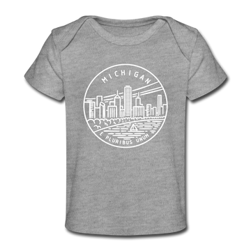 Michigan Baby T-Shirt - Organic State Design Michigan Infant T-Shirt - heather gray