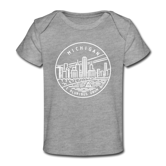 Michigan Baby T-Shirt - Organic State Design Michigan Infant T-Shirt - heather gray