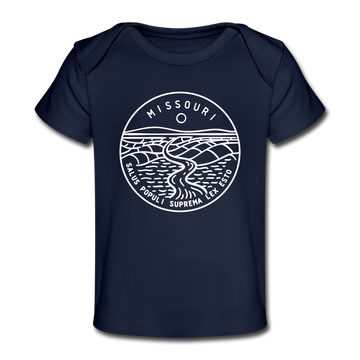 Missouri Baby T-Shirt - Organic State Design Missouri Infant T-Shirt - dark navy
