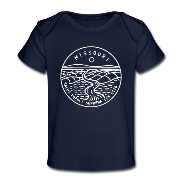 Missouri Baby T-Shirt - Organic State Design Missouri Infant T-Shirt - dark navy