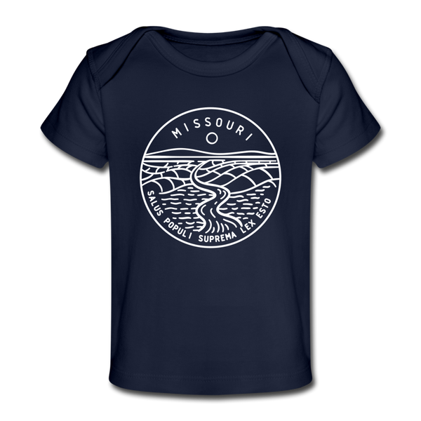Missouri Baby T-Shirt - Organic State Design Missouri Infant T-Shirt - dark navy