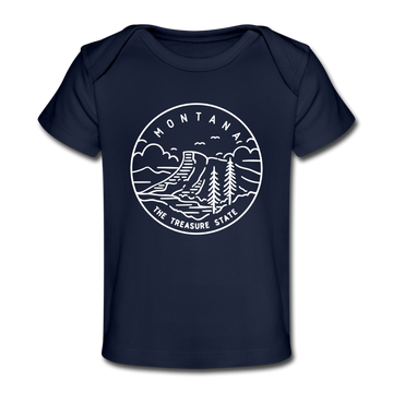 Montana Baby T-Shirt - Organic State Design Montana Infant T-Shirt - dark navy